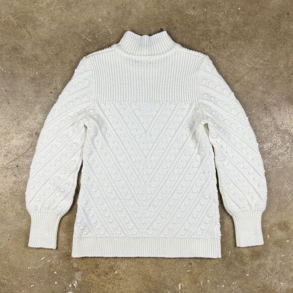 Calvin‎ Klein Popcorn-Knit Mock-Neck Sweater Women's M Ivory - Picture 2 of 8